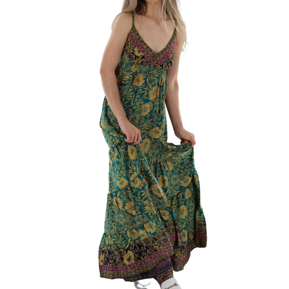 La Fiorentina Floral "Andrea" Maxi Dress with V-Neckline - Picture 2 of 4